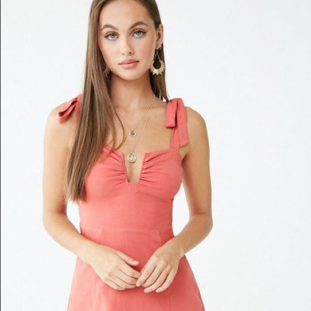 Forever21 Coral tie strap mini dress/ small